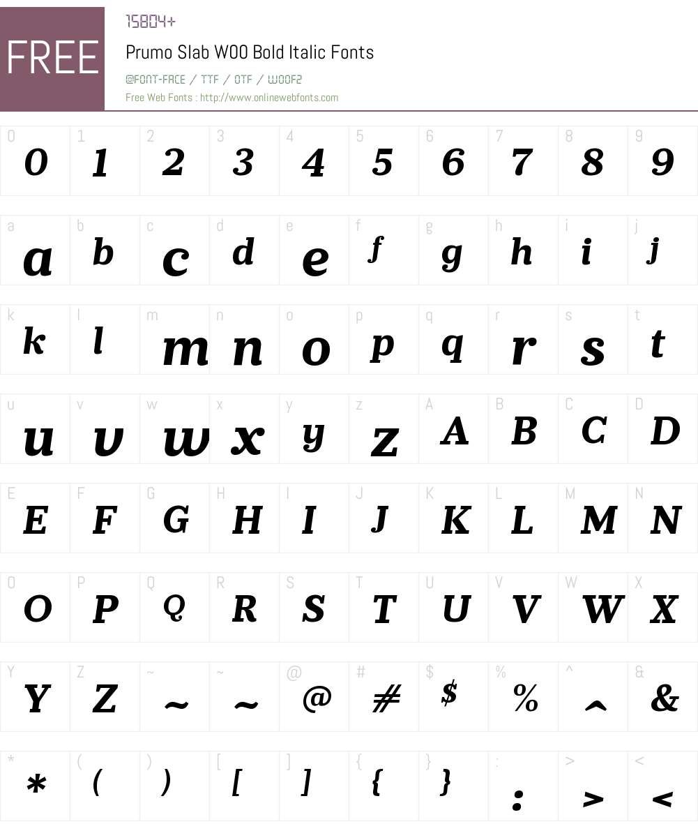 PrumoSlabW00-BoldItalic Font Screenshots