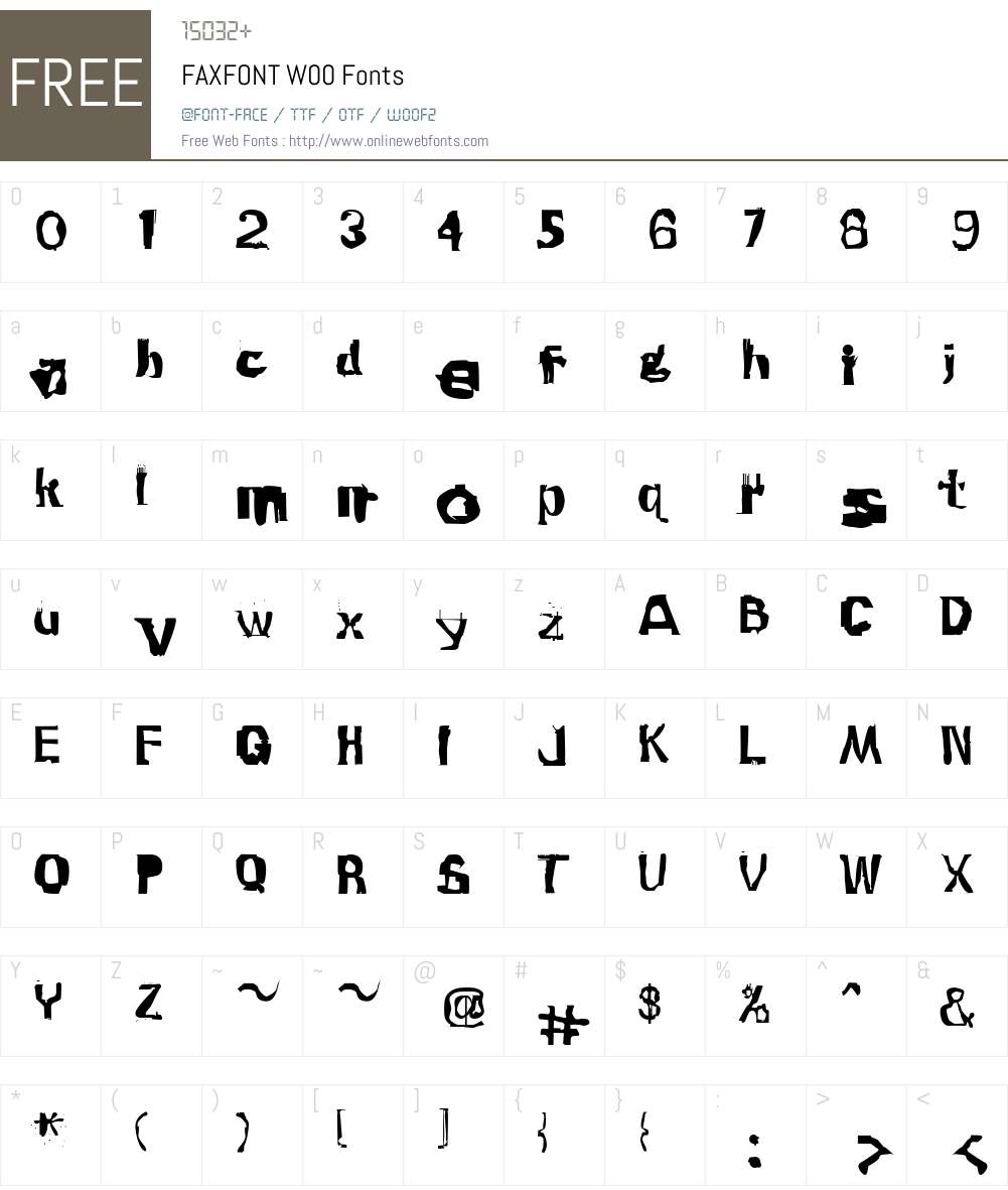 FAXFONTW00 Font Screenshots