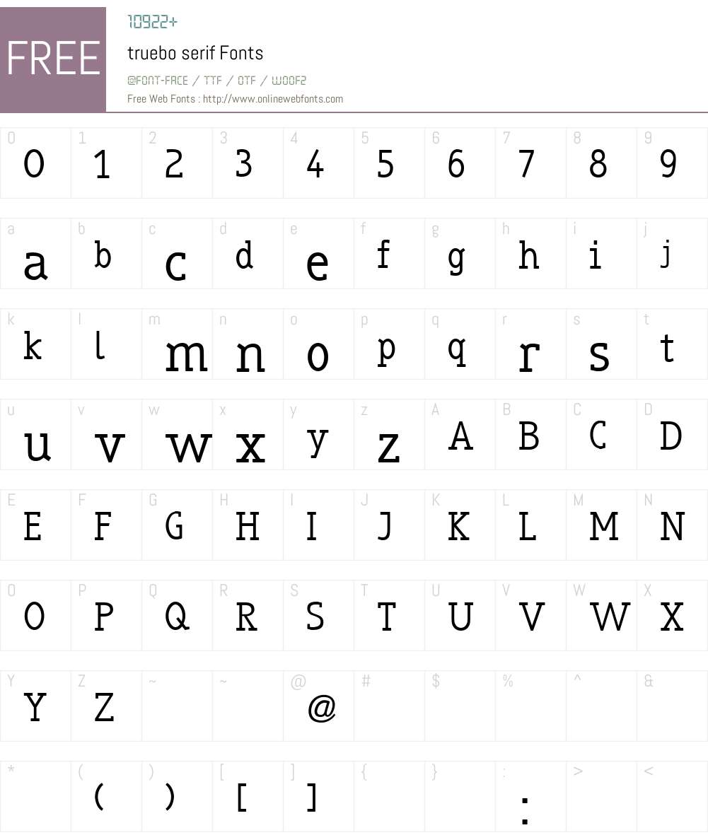truebo serif Font Screenshots