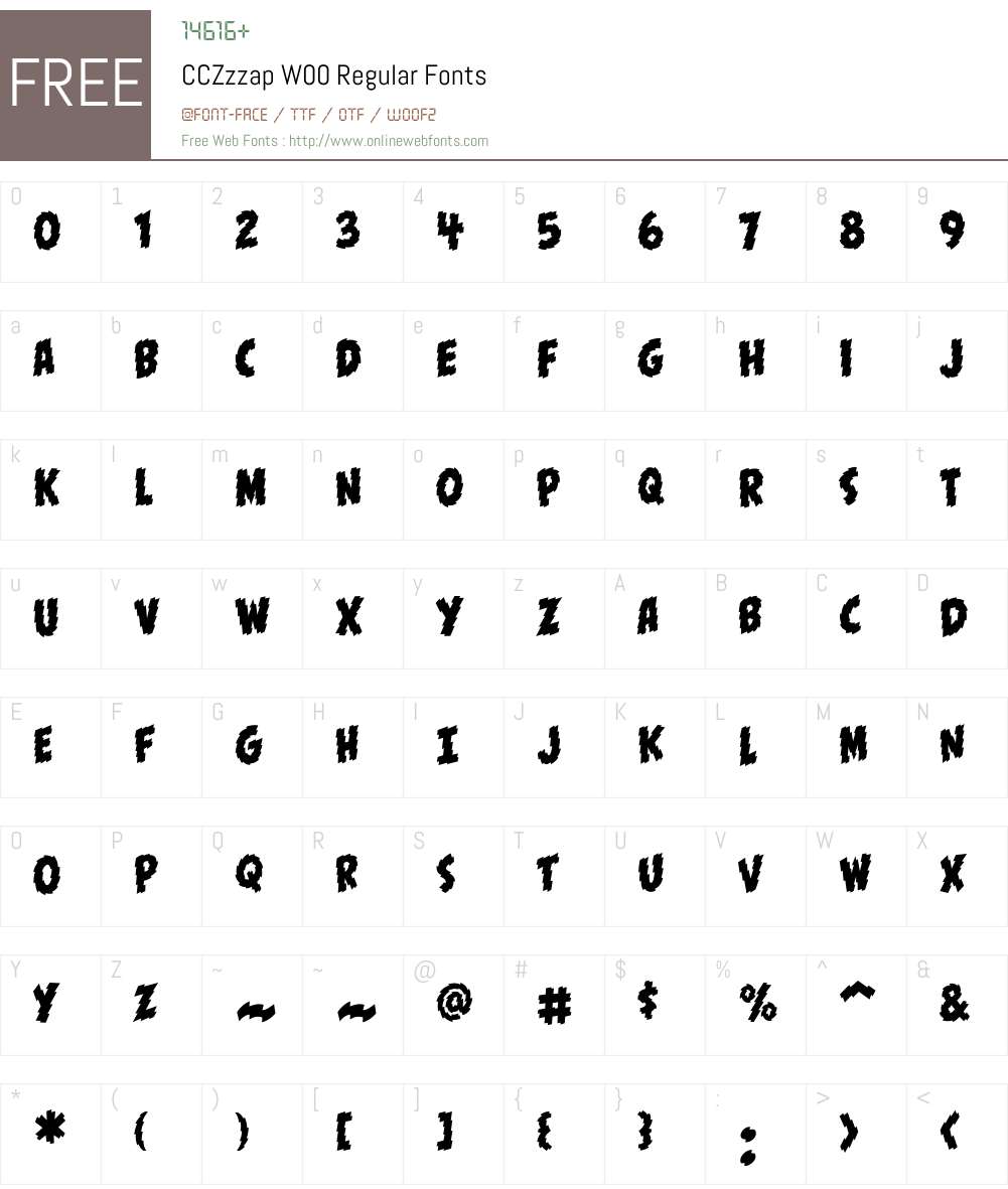 CCZzzapW00-Regular Font Screenshots