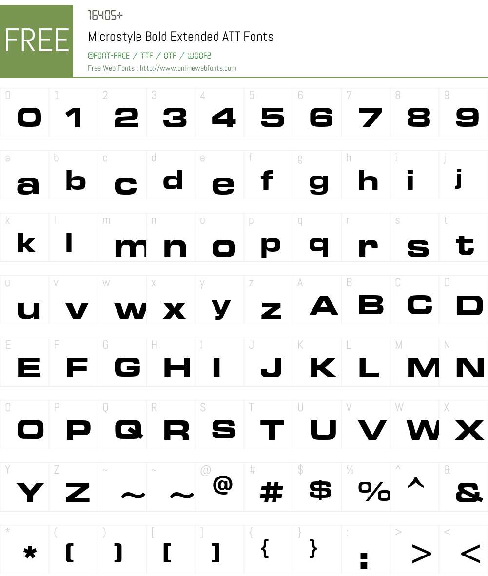 Microstyle Bold Extended ATT Font Screenshots