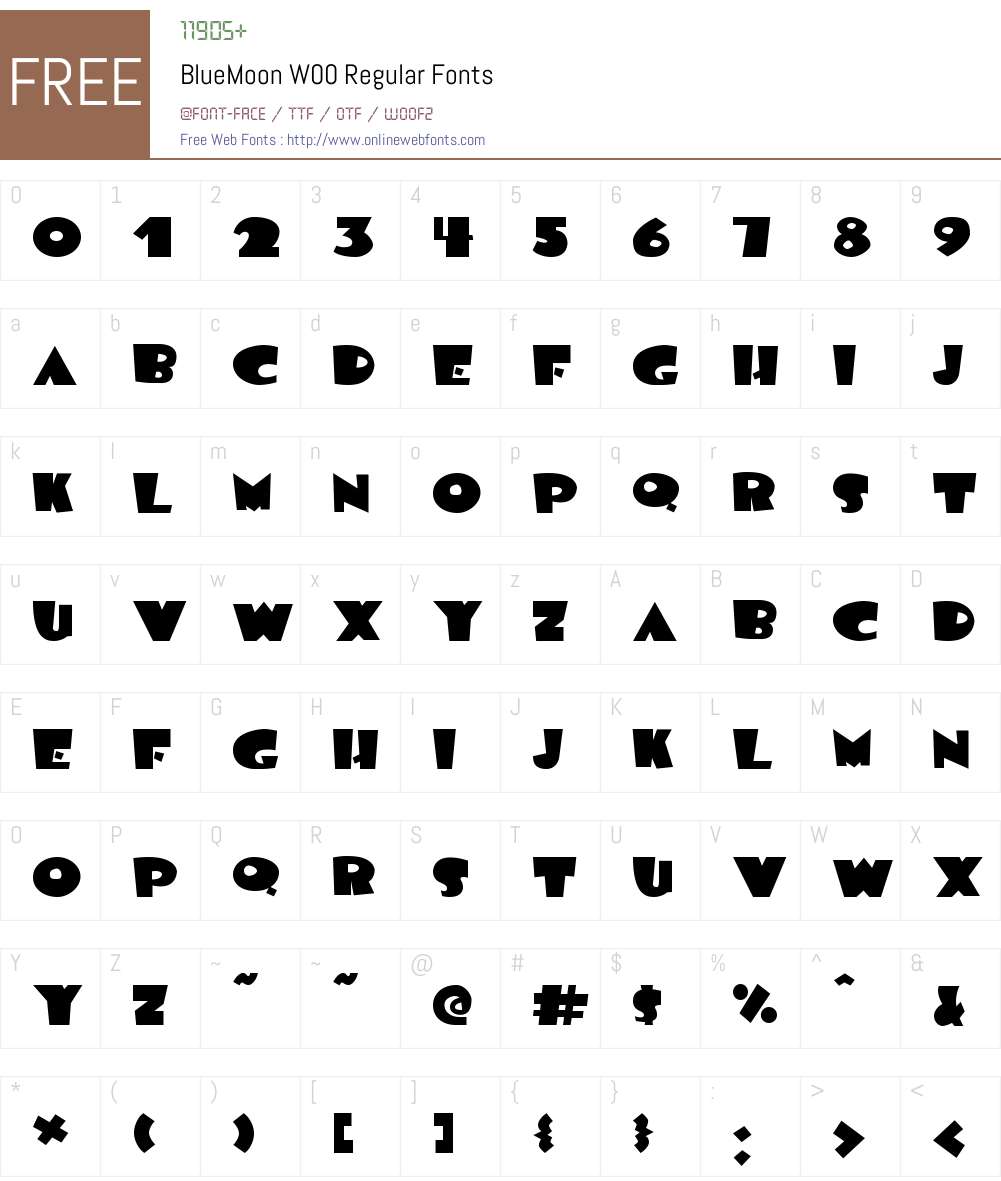 BlueMoonW00-Regular Font Screenshots