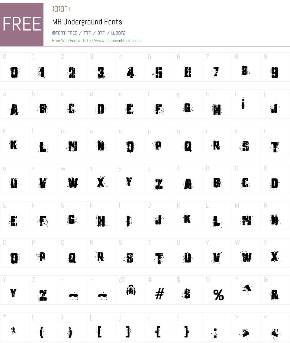 MB Underground Font Screenshots