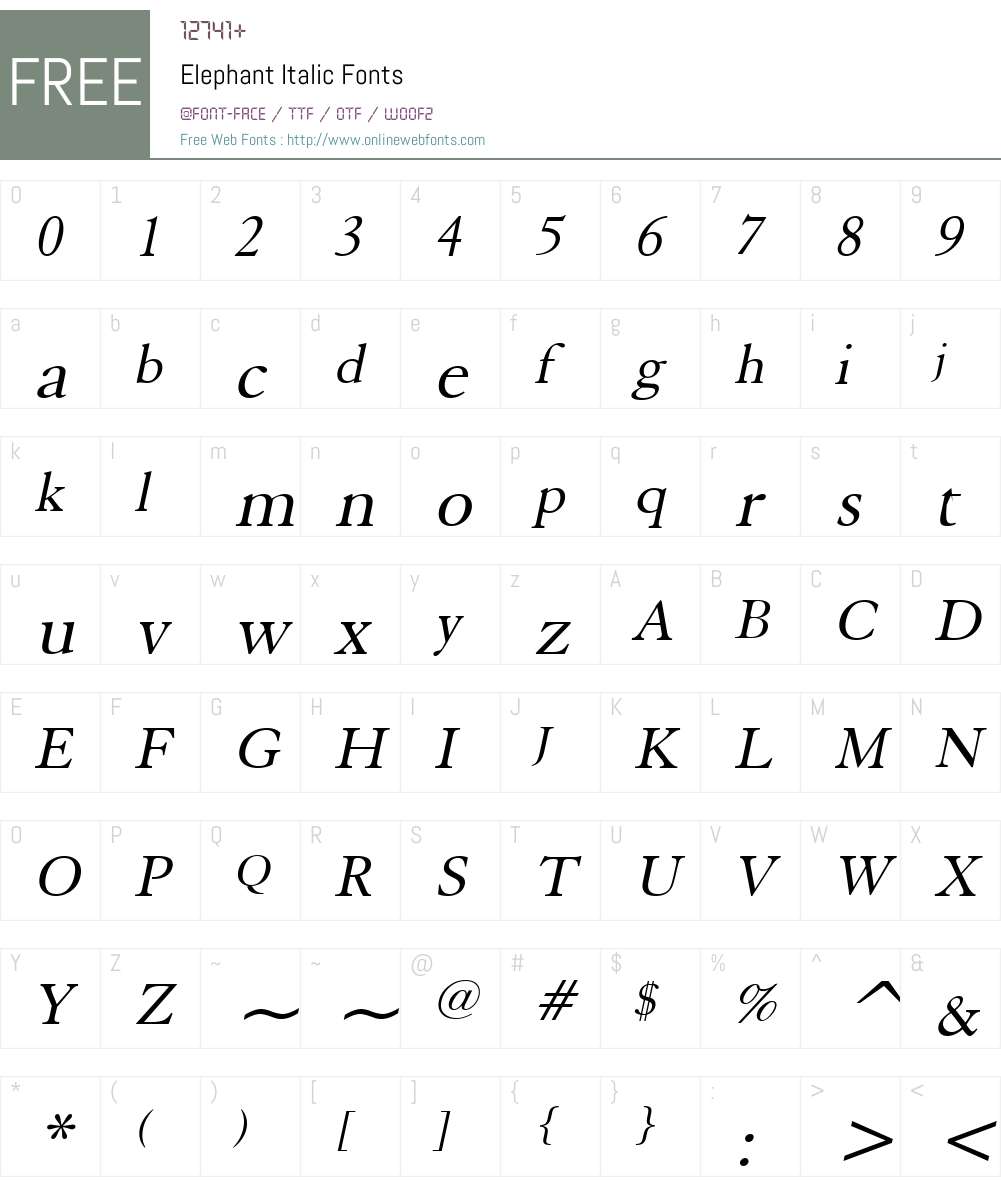 Elephant Font Screenshots