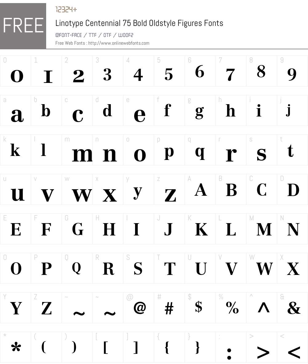 Centennial Font Screenshots