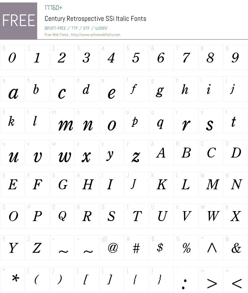 Century Retrospective SSi Font Screenshots