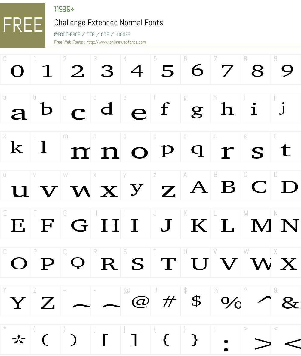 Challenge Extended Font Screenshots