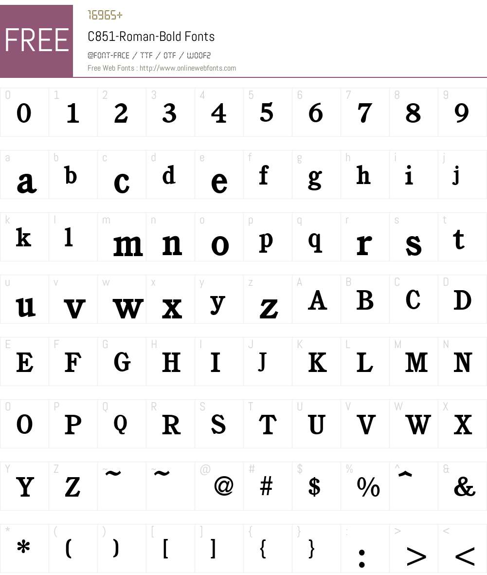 C851-Roman Font Screenshots