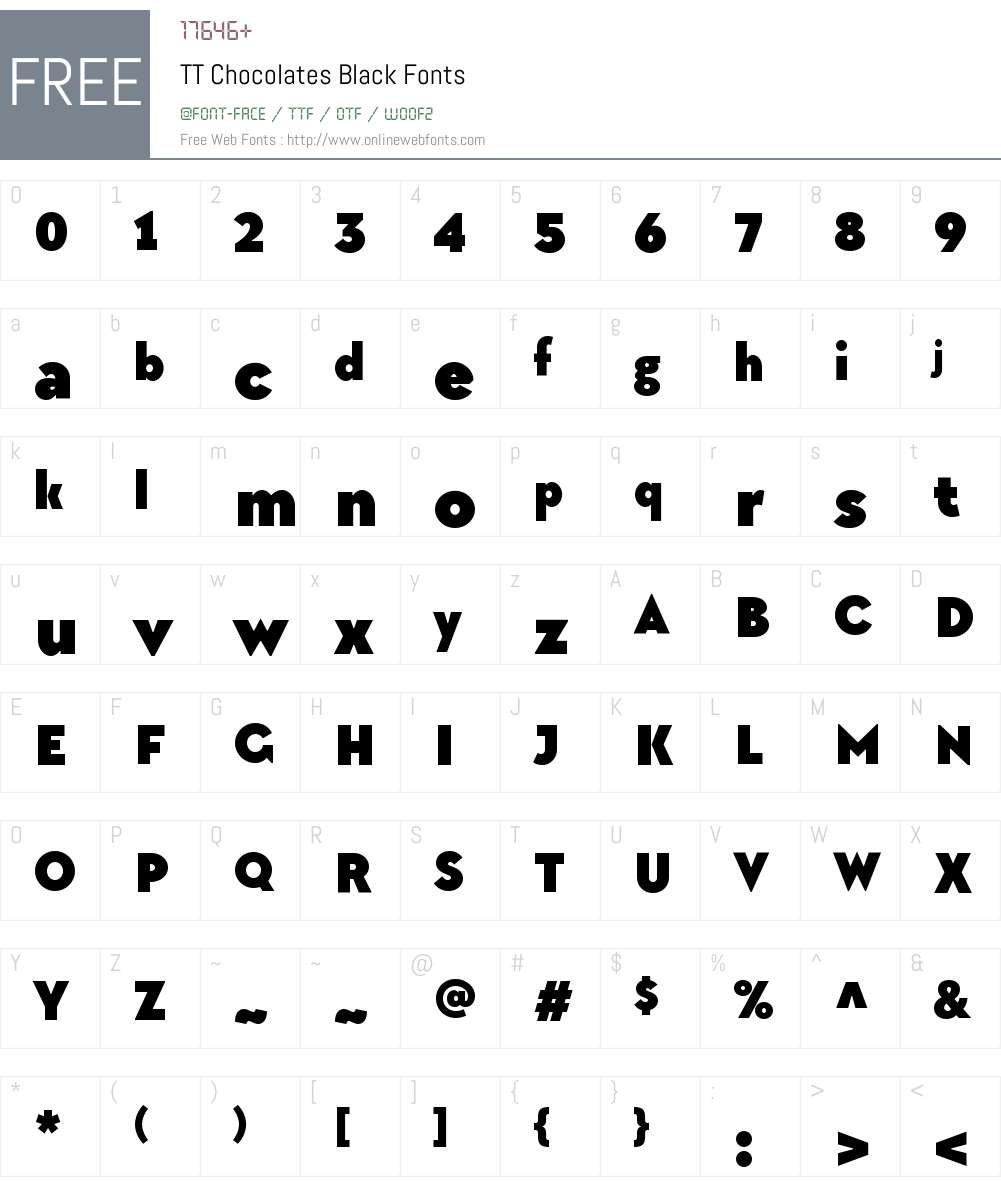 TTChocolates-Black Font Screenshots