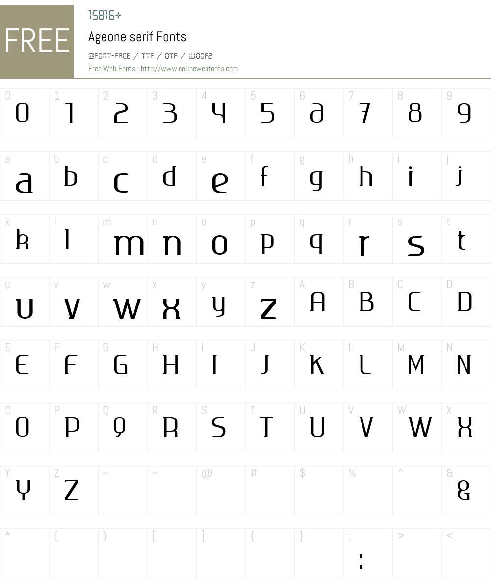 Ageone serif Font Screenshots