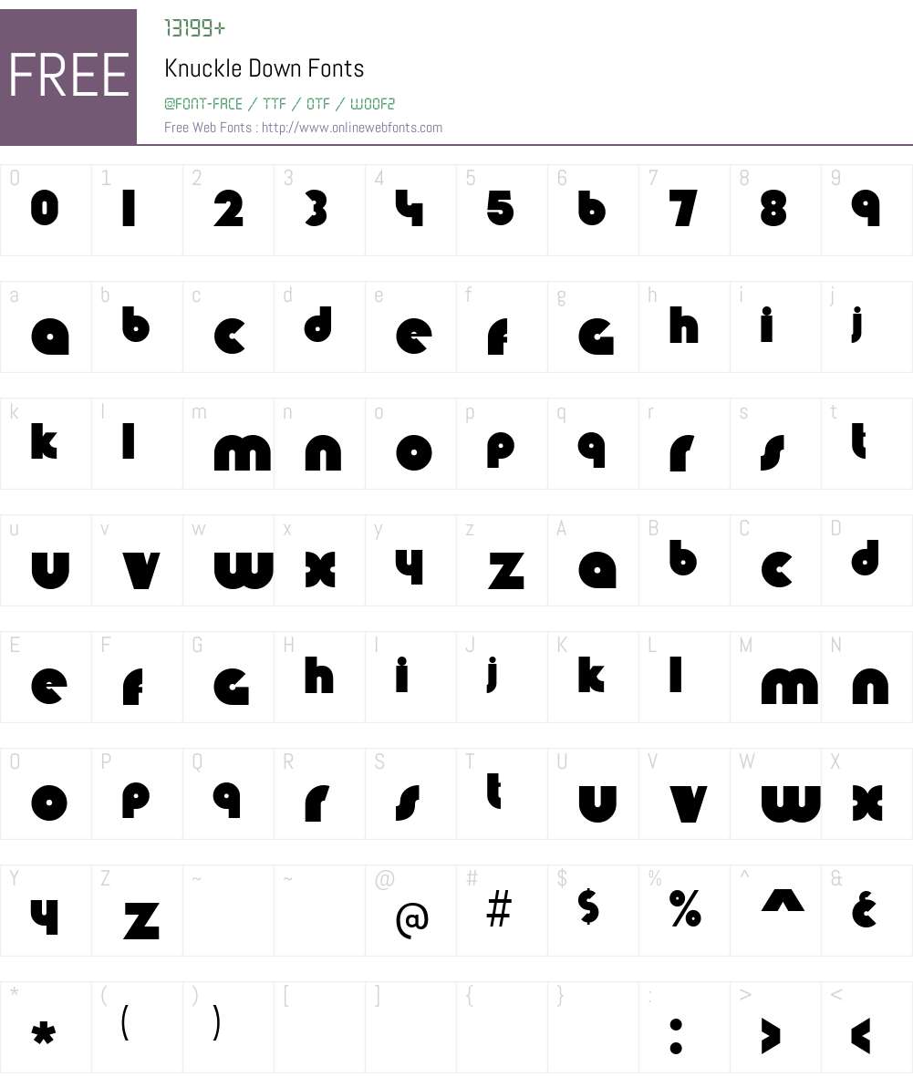 Knuckle Down Font Screenshots