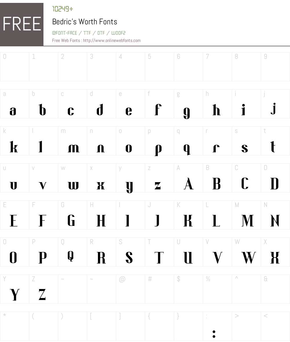 Bedric's Worth Font Screenshots