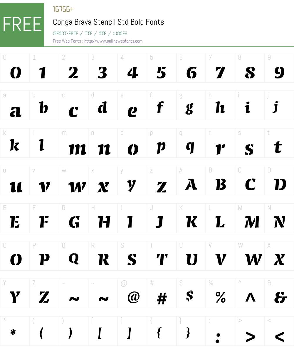 Conga Brava Stencil Std Font Screenshots