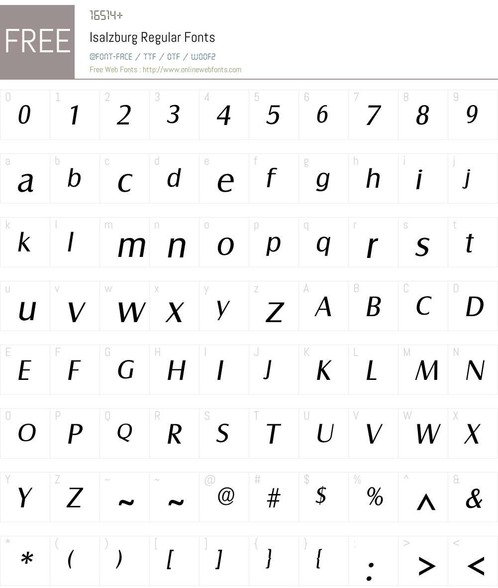 Isalzburg Font Screenshots
