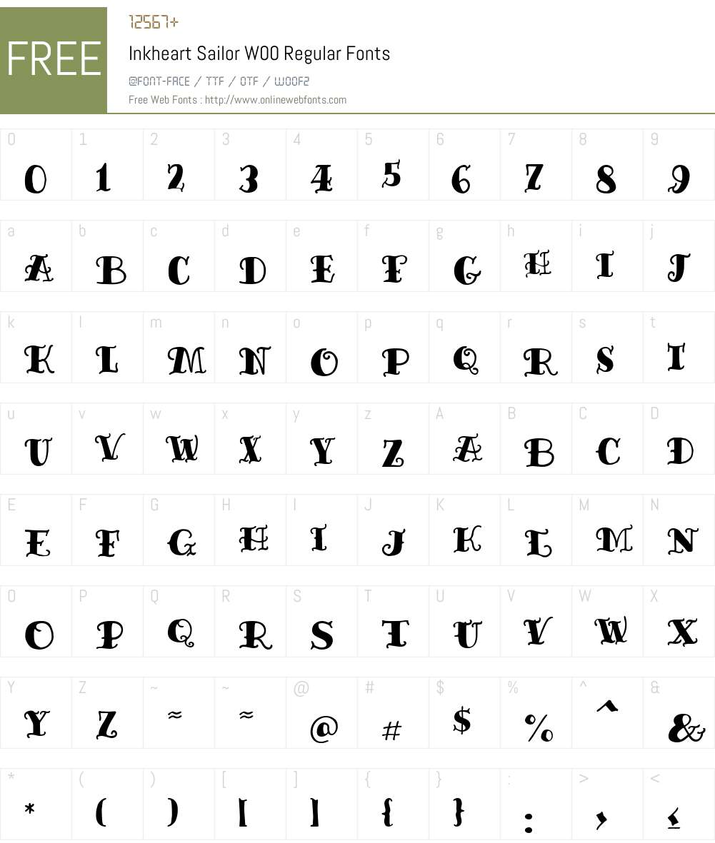 InkheartSailorW00-Regular Font Screenshots