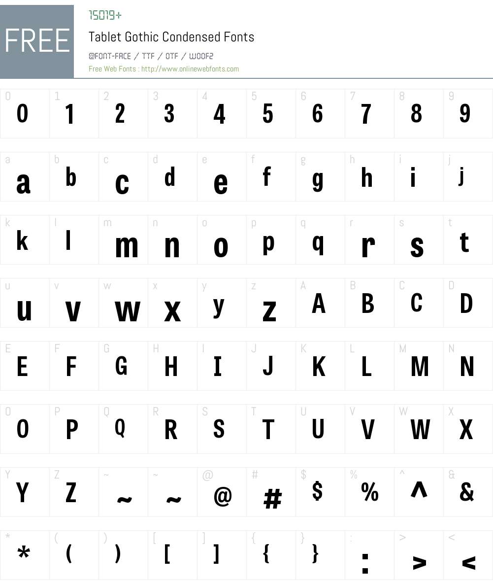 Tablet Gothic Condensed Font Screenshots