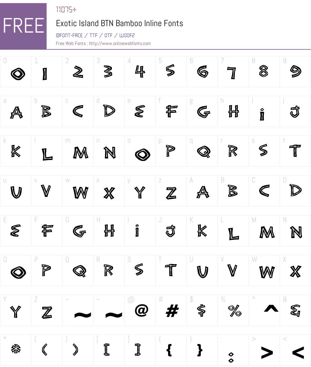 Exotic Island BTN Bamboo Inline Font Screenshots