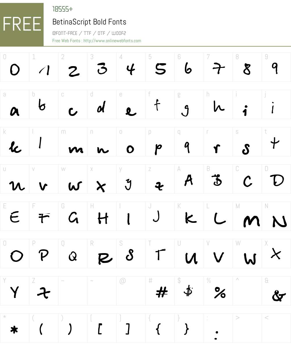 BetinaScript Font Screenshots