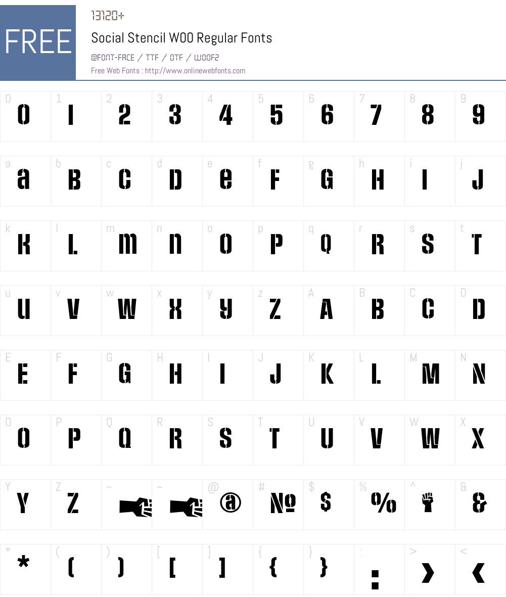 SocialStencilW00-Regular Font Screenshots