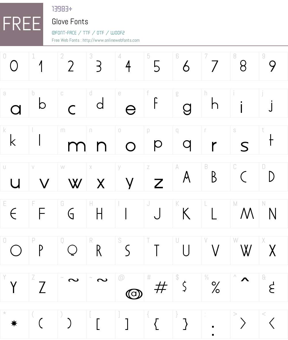 Glove Font Screenshots