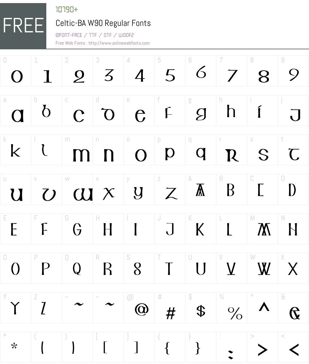 Celtic-BAW90-Regular Font Screenshots