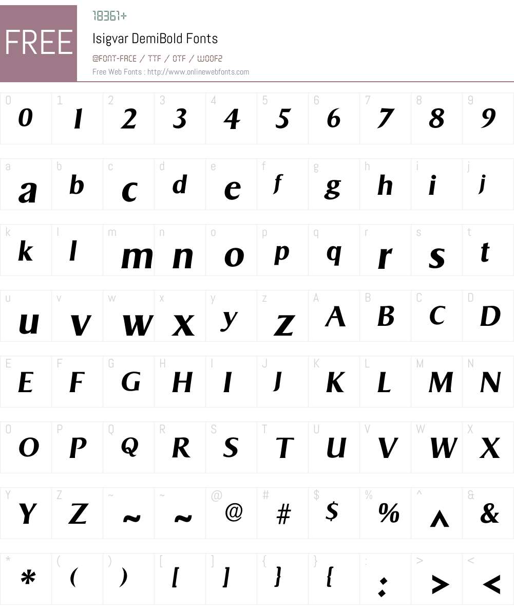 Isigvar Font Screenshots