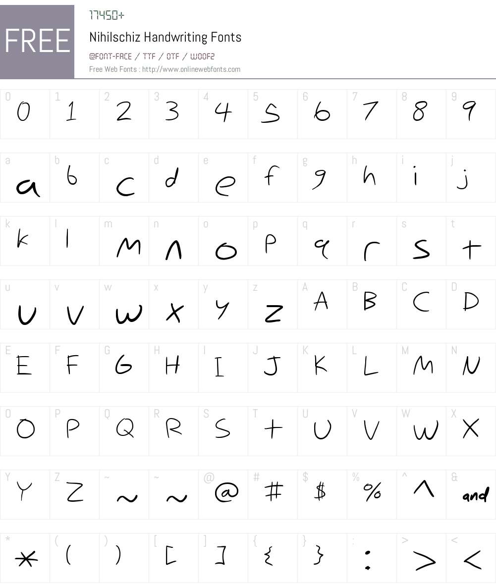Nihilschiz Handwriting Font Screenshots
