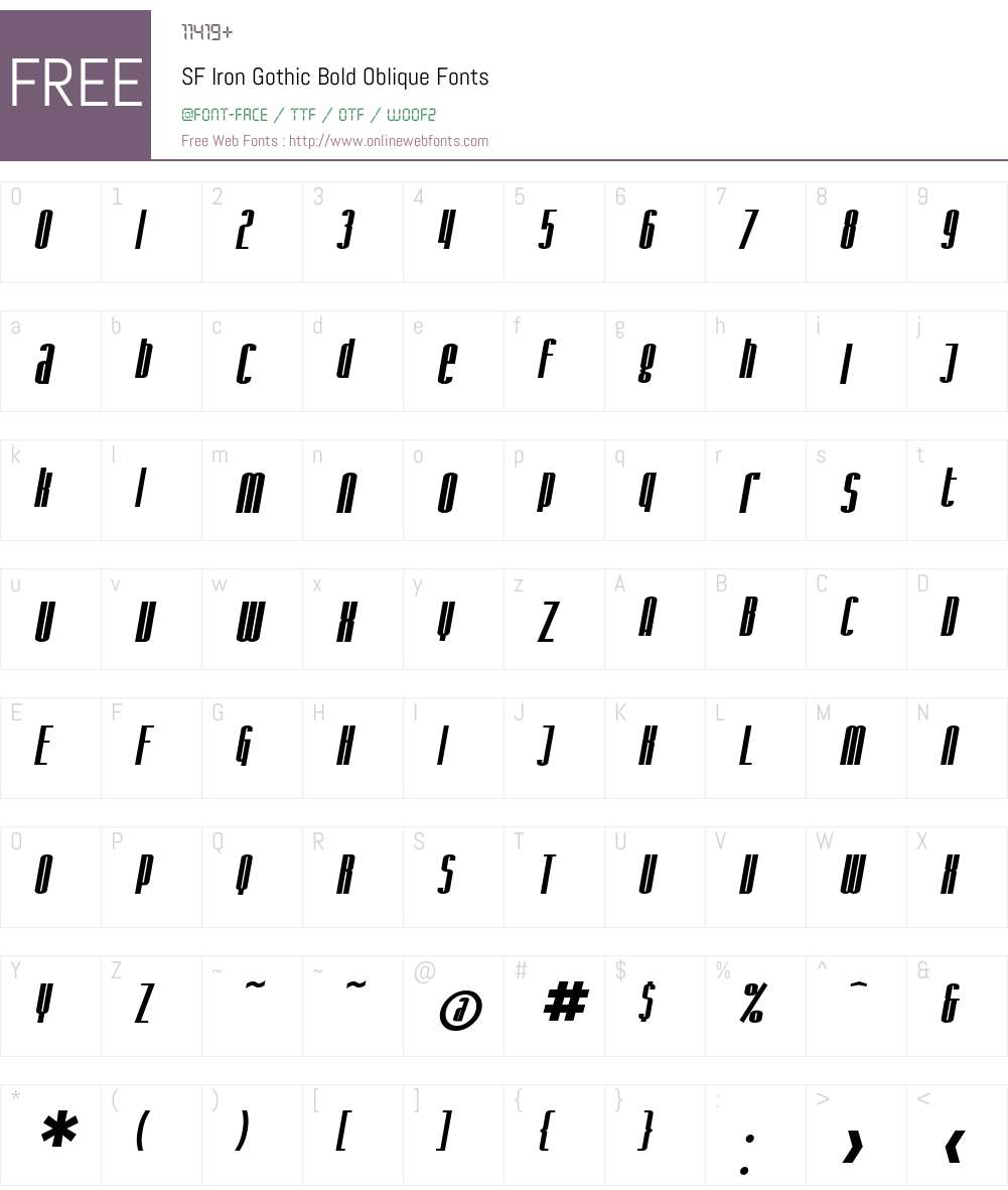 SF Iron Gothic Font Screenshots