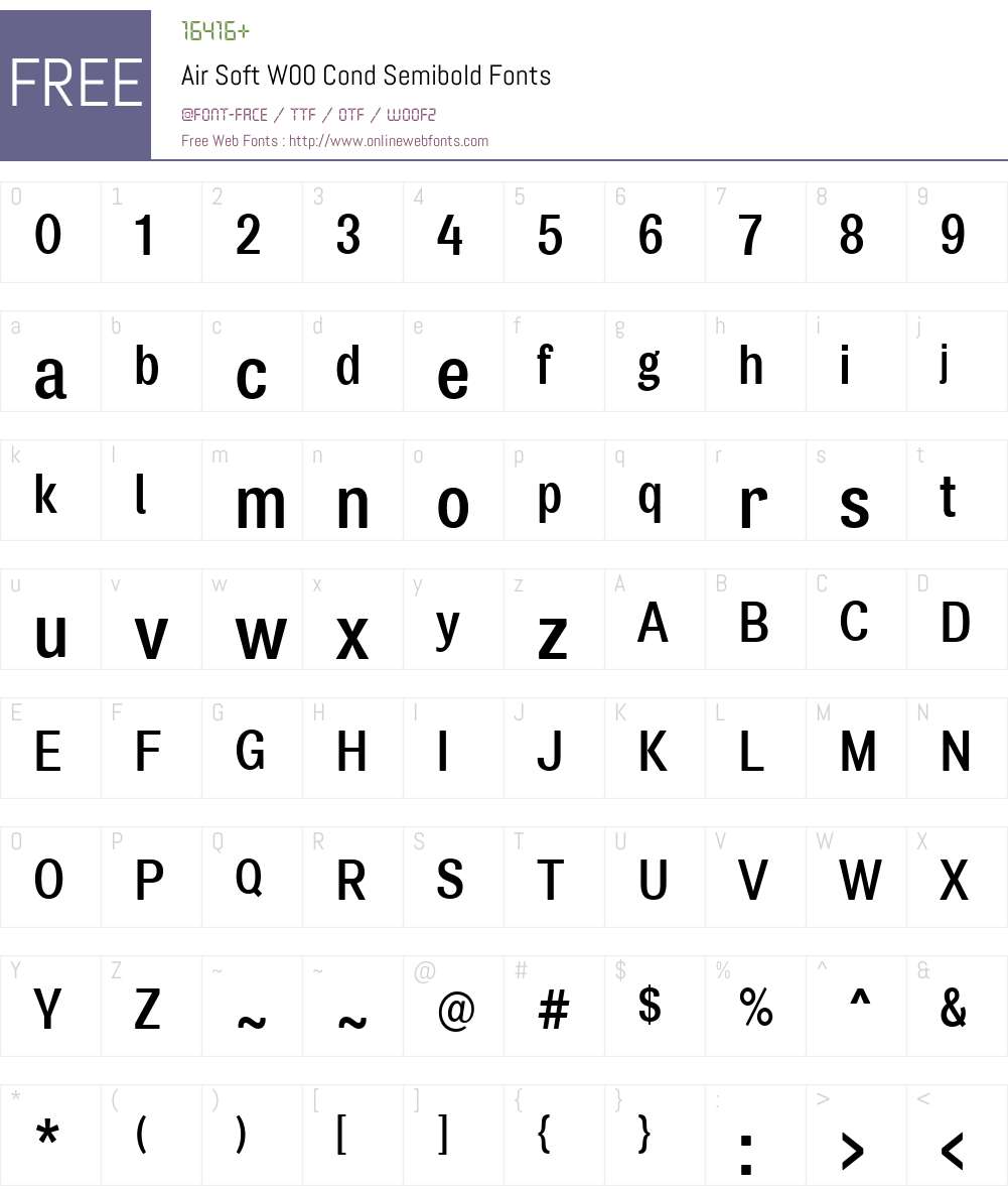 AirSoftW00-CondSemibold Font Screenshots