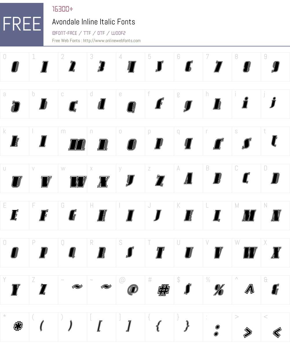 Avondale Inline Font Screenshots