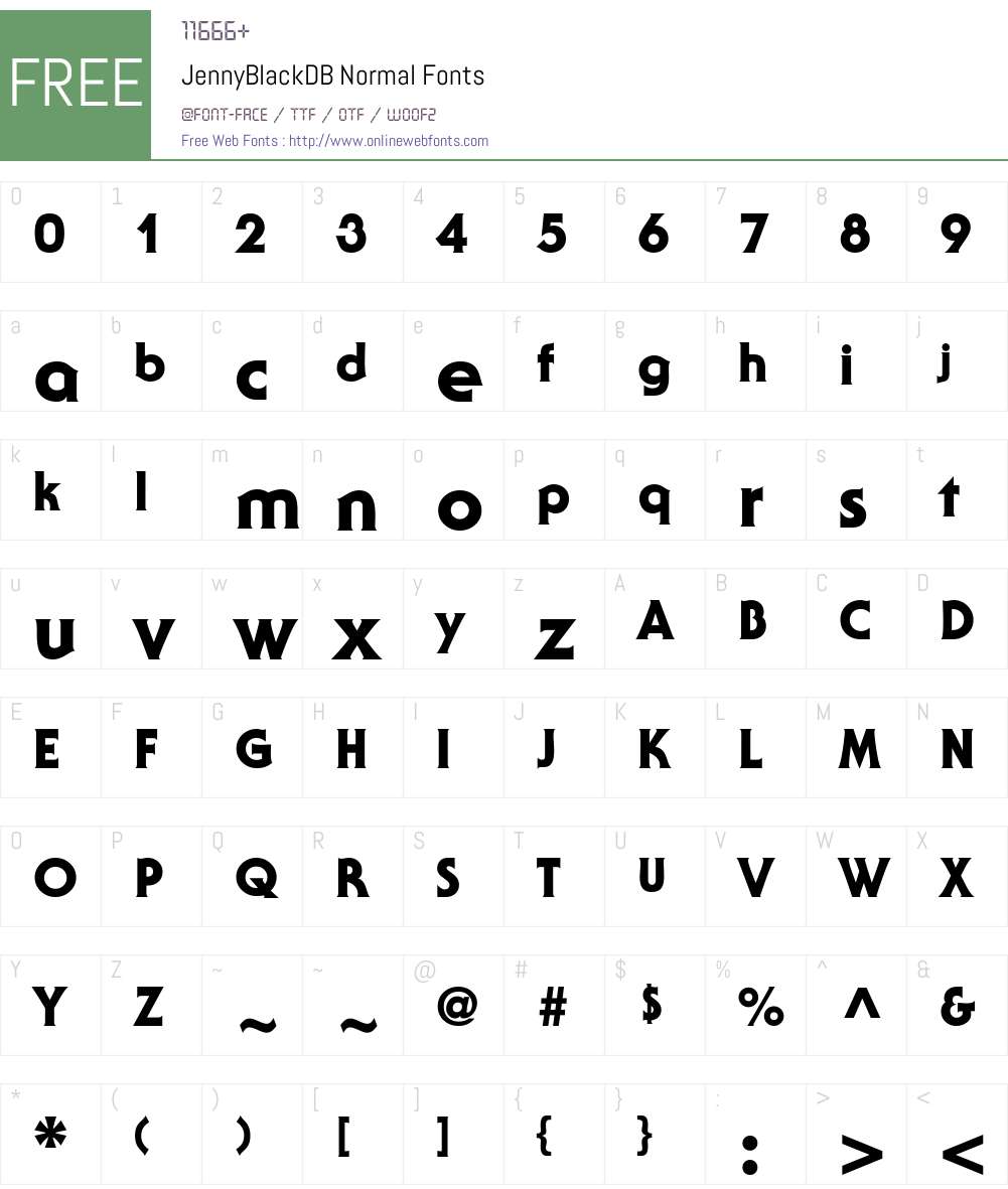 JennyBlackDB Font Screenshots