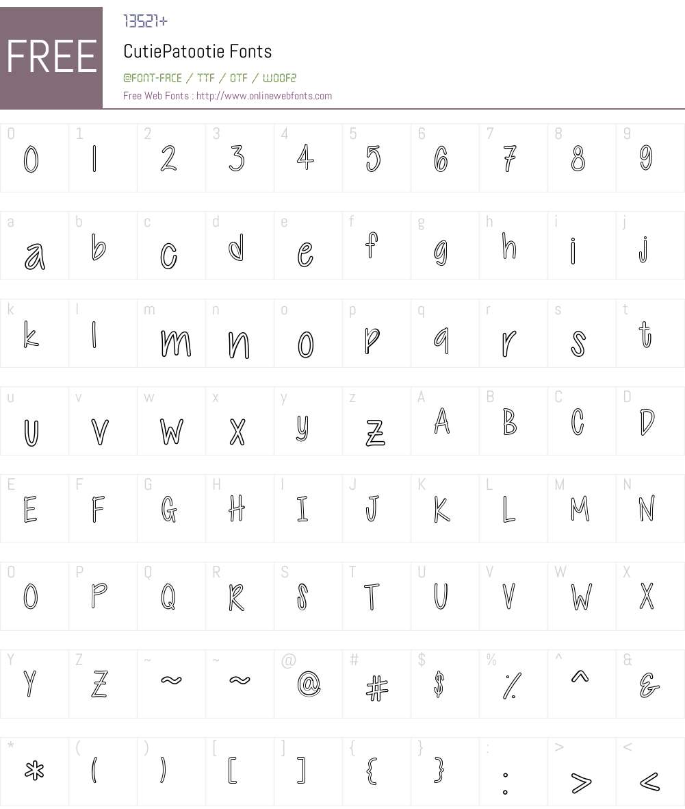 CutiePatootie Font Screenshots