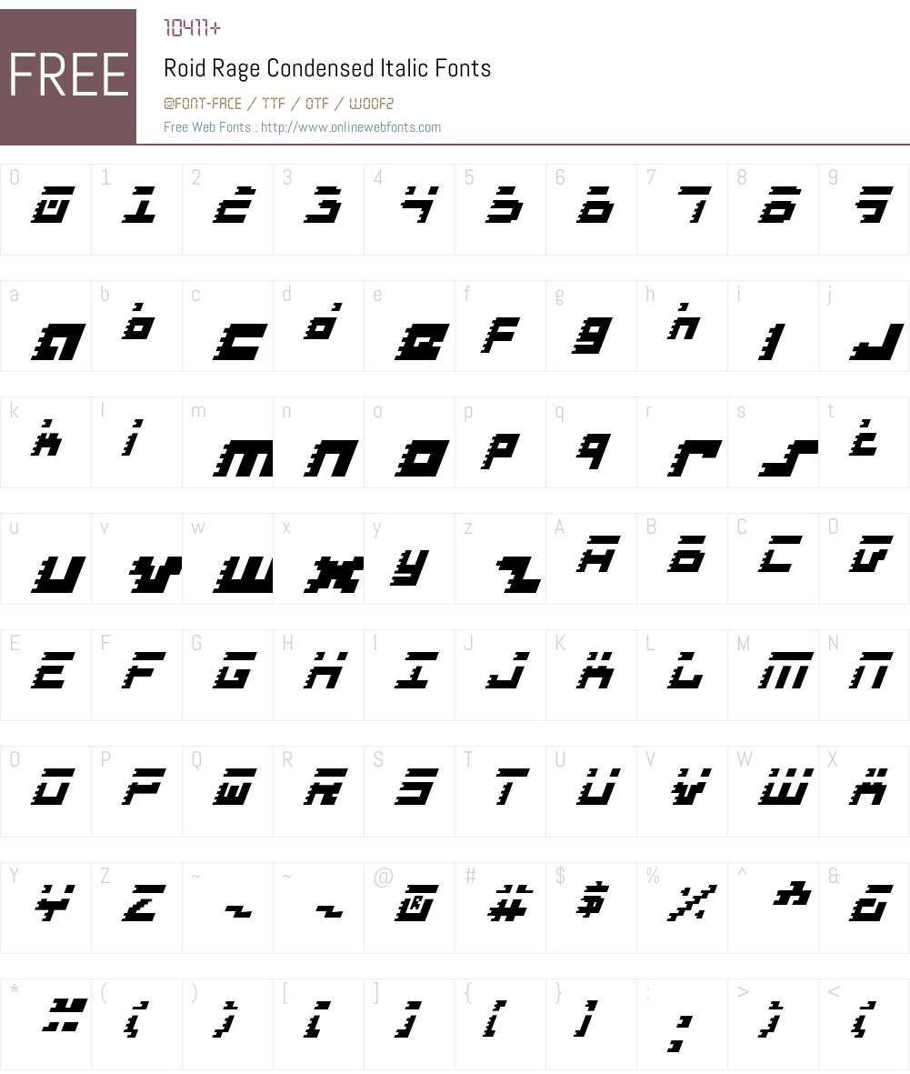 Roid Rage Condensed Italic Font Screenshots