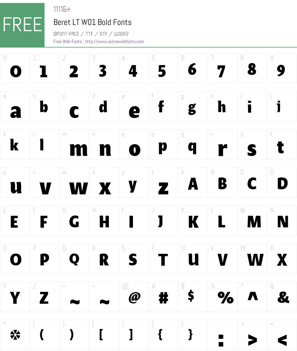 BeretLTW01-Bold Font Screenshots