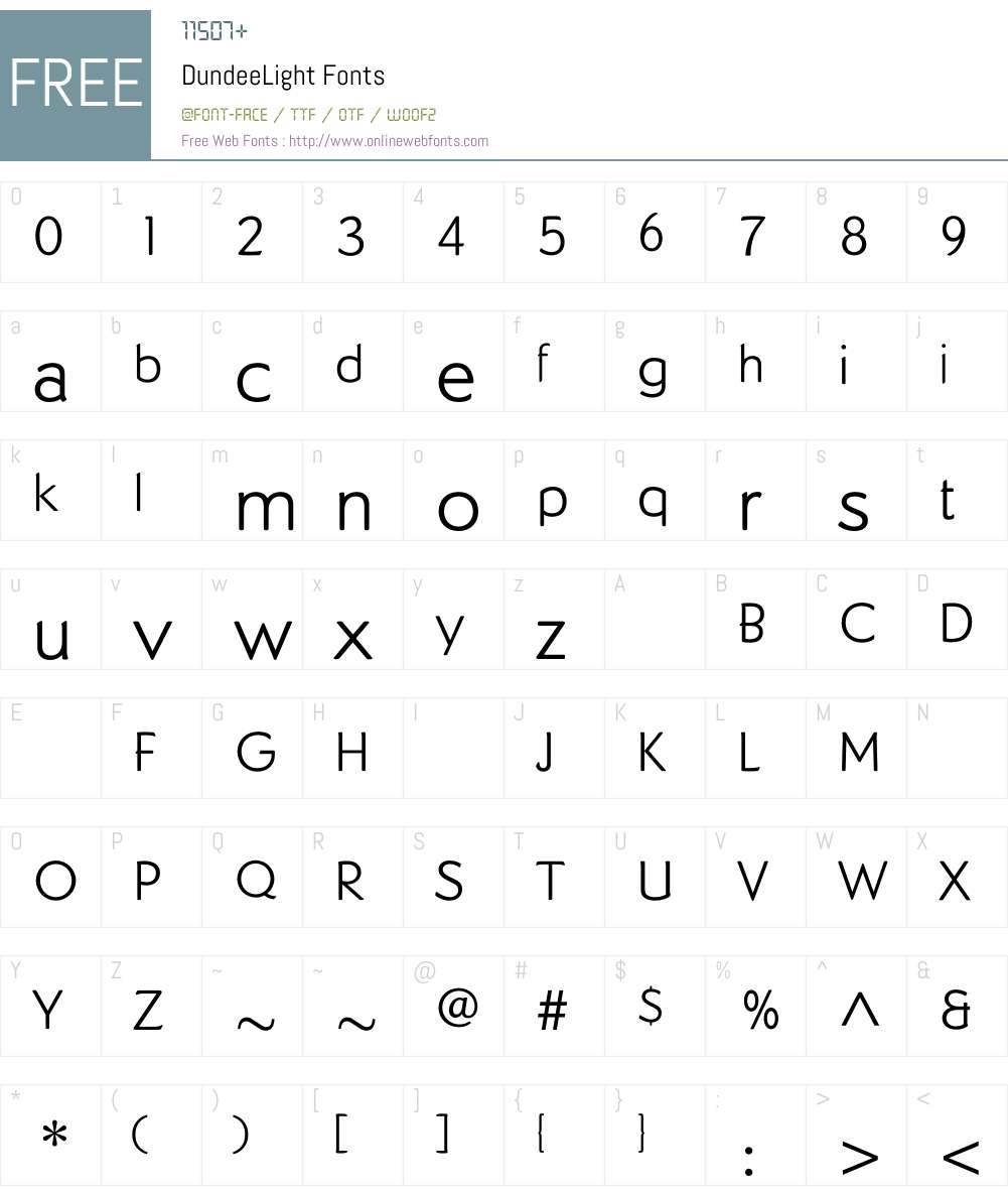 DundeeLight Font Screenshots