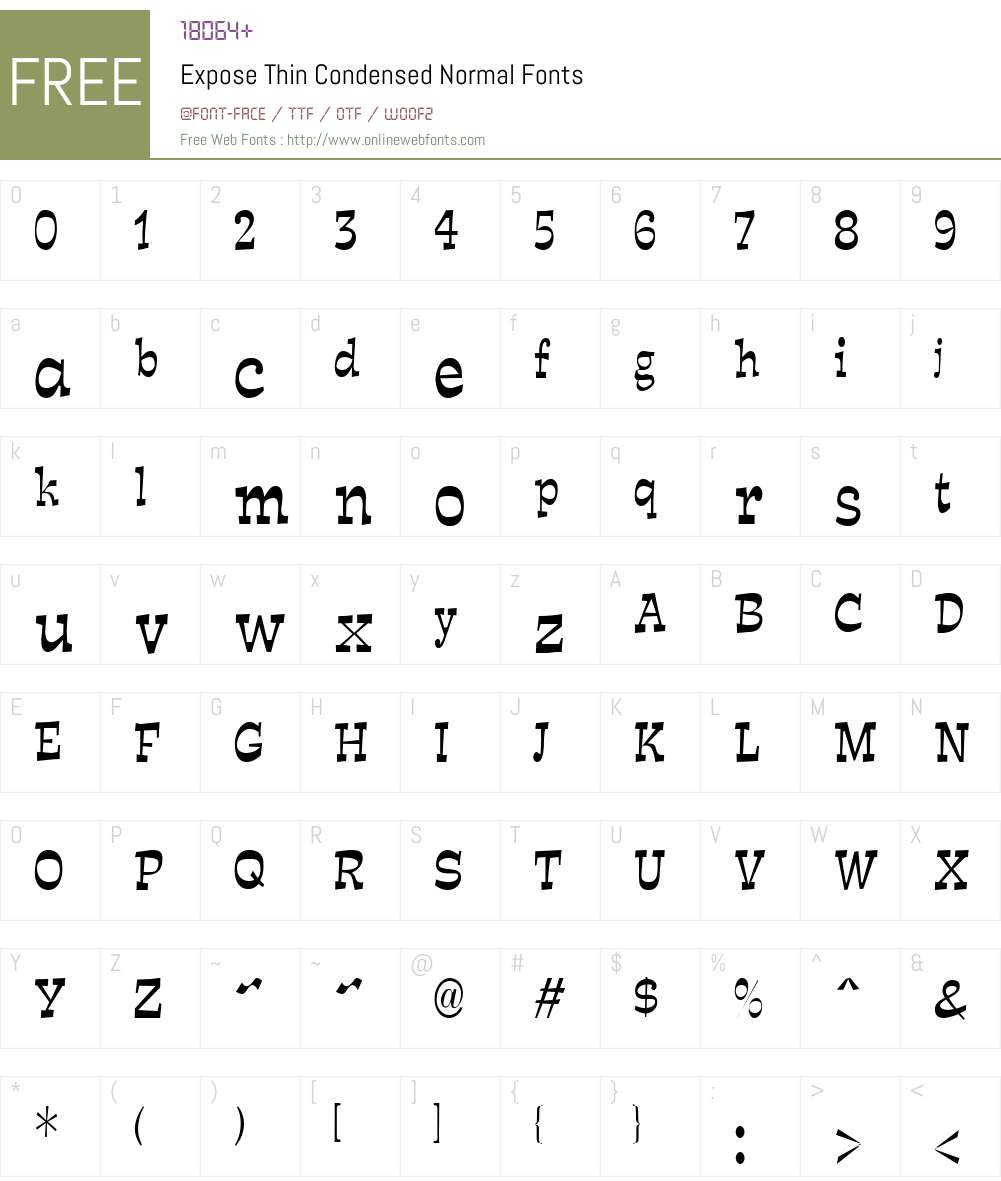 Expose Thin Condensed Font Screenshots
