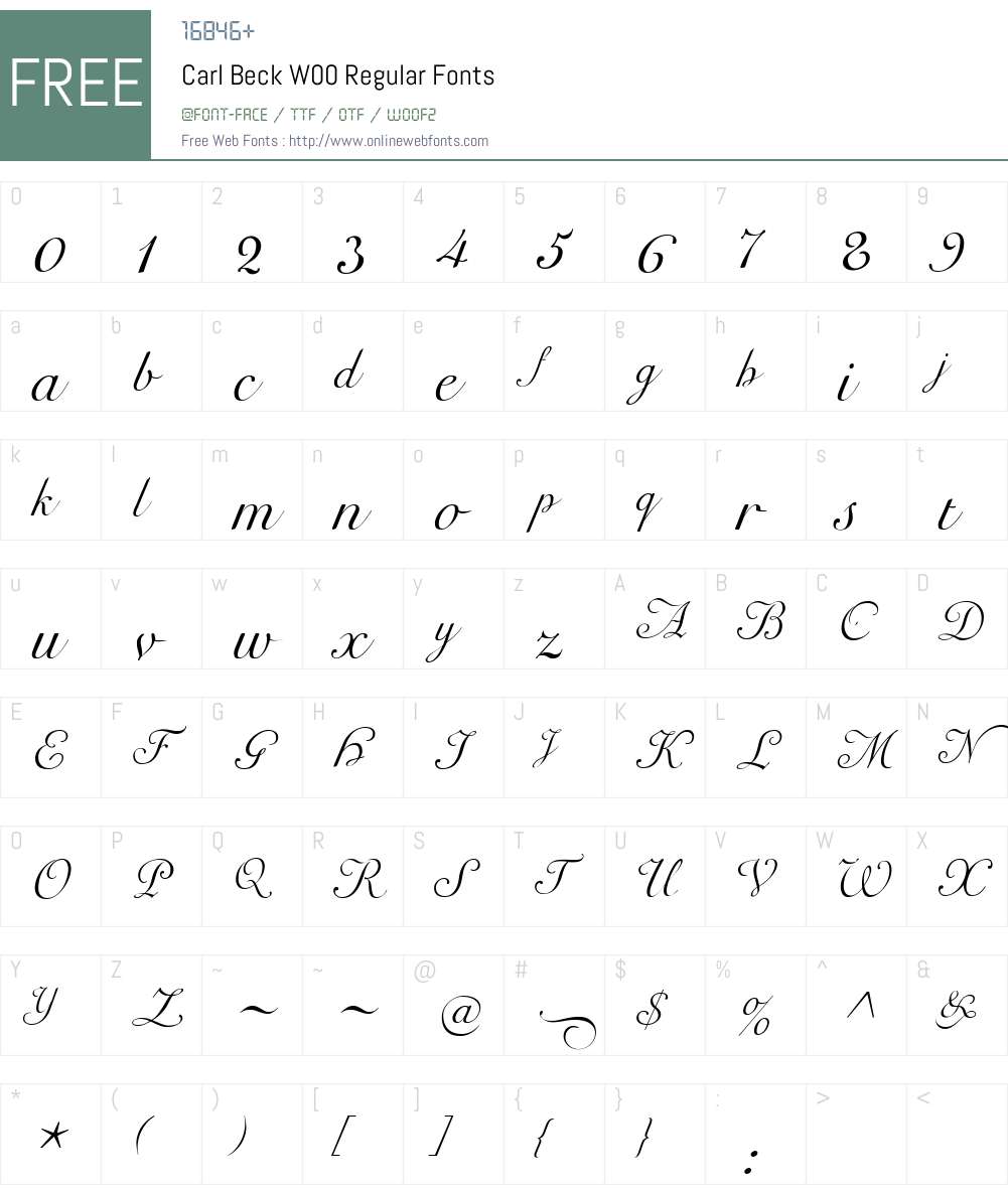 CarlBeckW00-Regular Font Screenshots