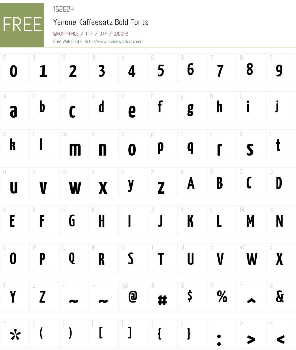 Yanone Kaffeesatz Font Screenshots
