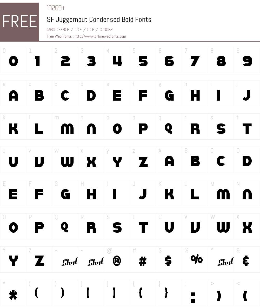 SF Juggernaut Condensed Font Screenshots