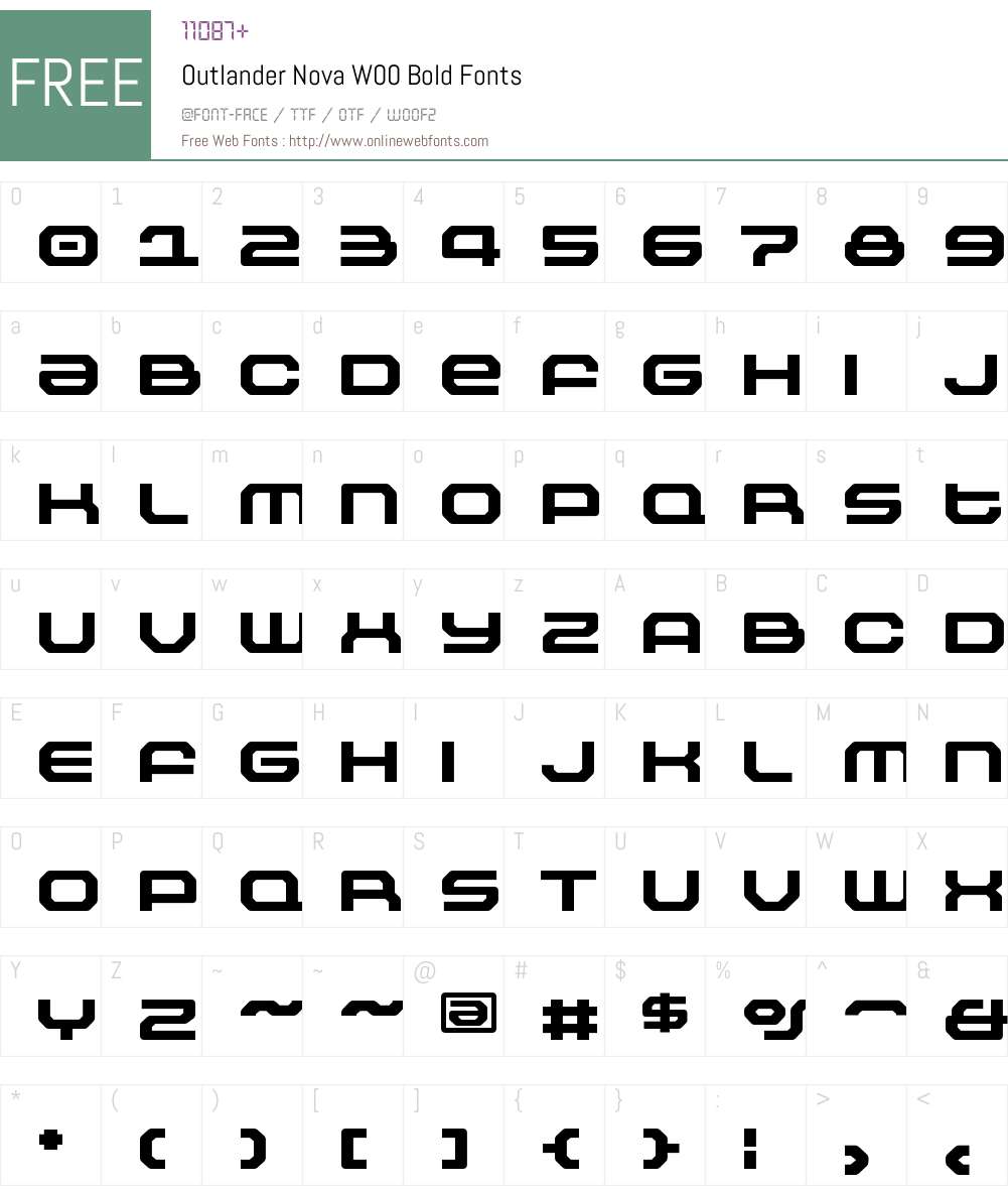 OutlanderNovaW00-Bold Font Screenshots