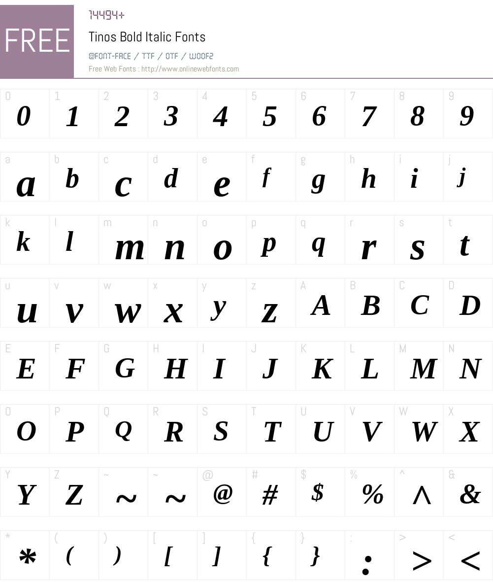 Tinos Font Screenshots
