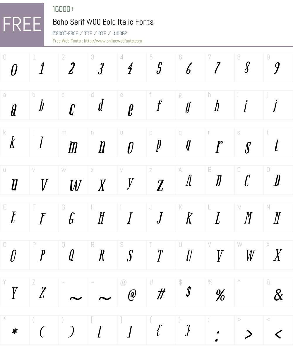 BohoSerifW00-BoldItalic Font Screenshots