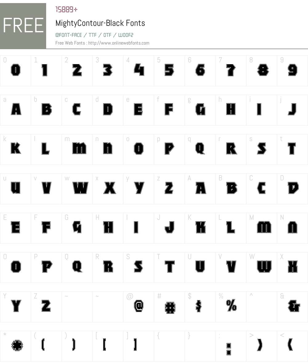 MightyContour Font Screenshots