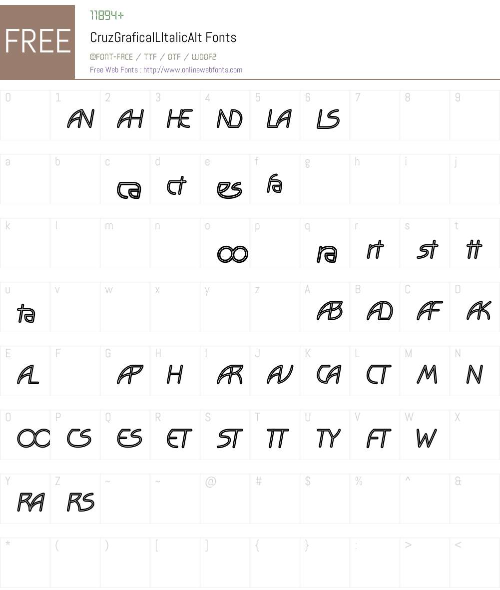 CruzGraficaW90-InlineItAlt Font Screenshots