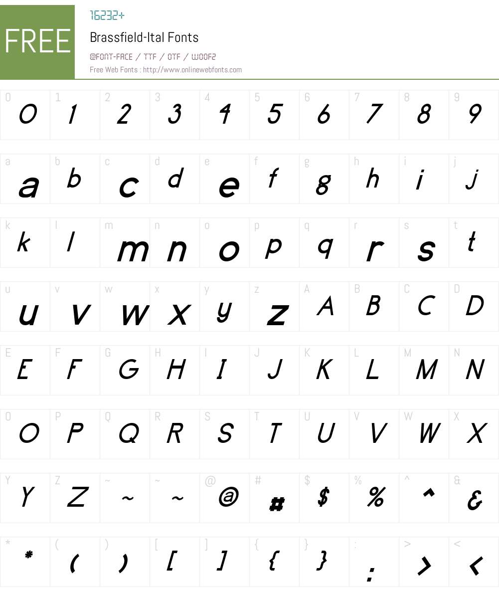 Brassfield-Ital Font Screenshots