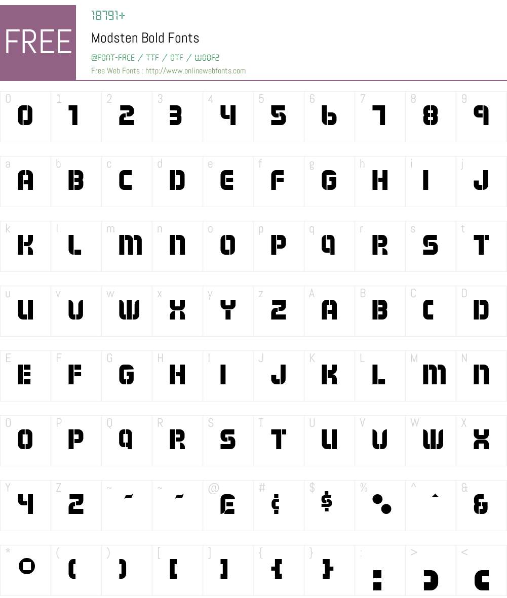 Modsten Font Screenshots