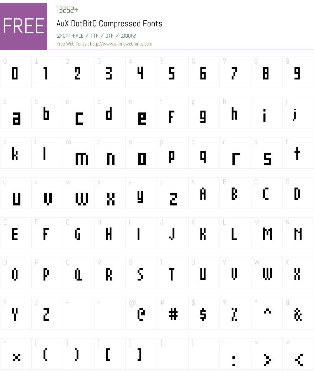 AuX DotBitC Compressed Font Screenshots