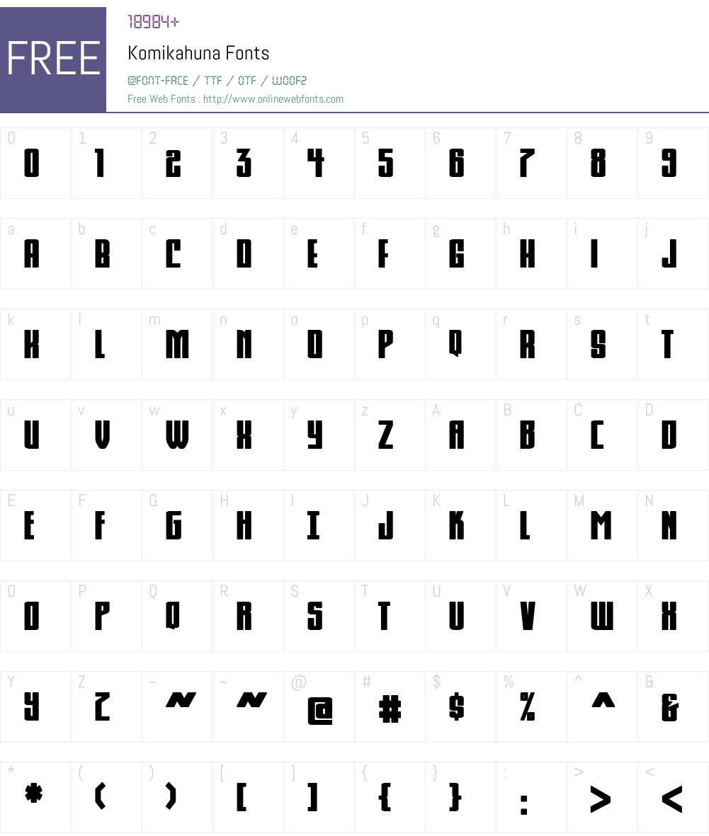 Komikahuna Font Screenshots