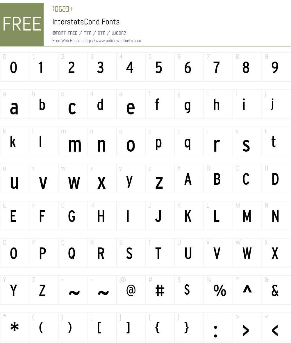 InterstateCond Font Screenshots
