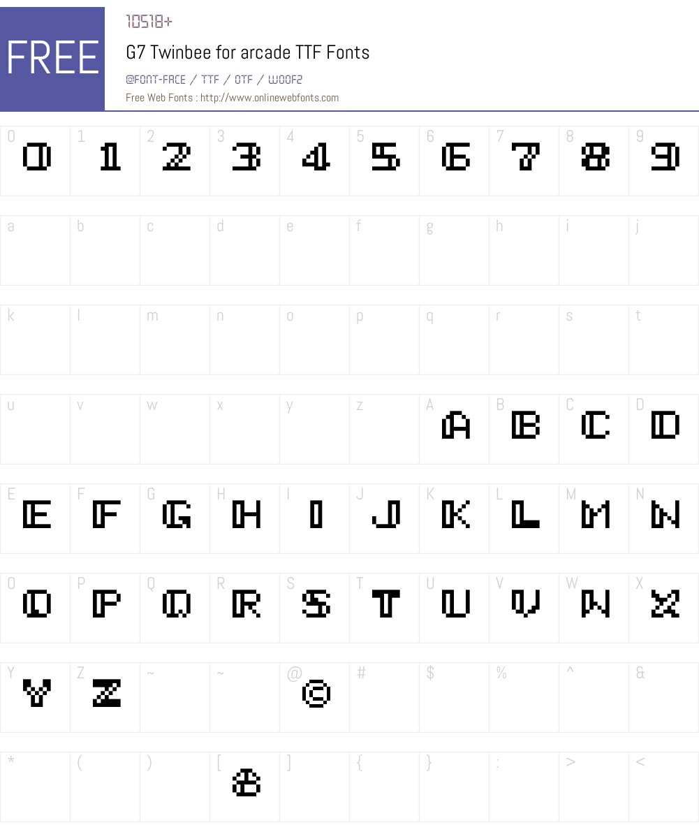 G7 Twinbee for arcade TTF Font Screenshots